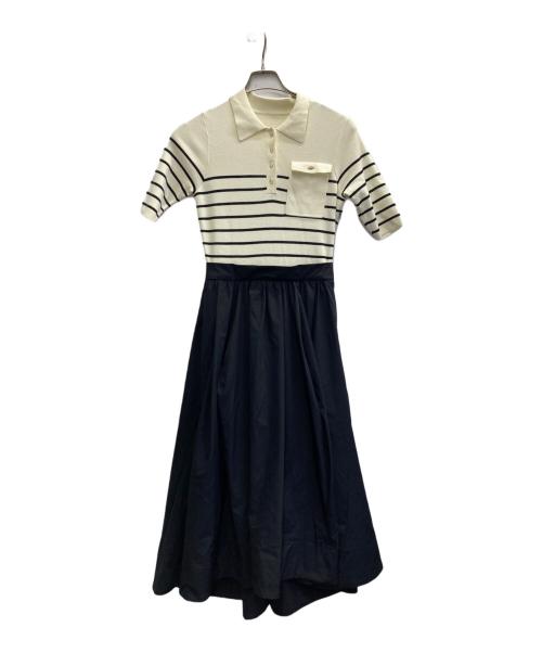 anuans（アニュアンス）anuans (アニュアンス) ポロニットドッキングワンピース ブラック×ホワイト サイズ:Sの古着・服飾アイテム
