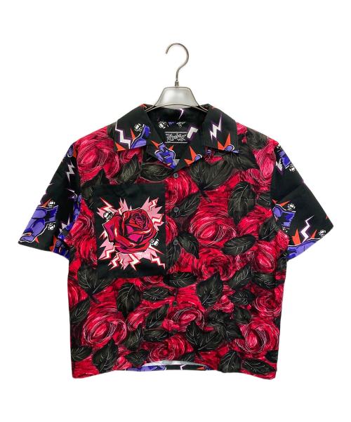 PRADA（プラダ）PRADA (プラダ) 総柄 オープンカラーシャツ ブラック サイズ:Mの古着・服飾アイテム