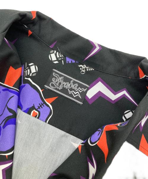 PRADA（プラダ）PRADA (プラダ) 総柄 オープンカラーシャツ ブラック サイズ:Mの古着・服飾アイテム