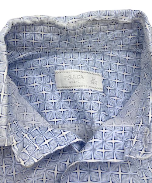 PRADA（プラダ）PRADA (プラダ) 16SS 総柄シャツ ブルー サイズ:37の古着・服飾アイテム