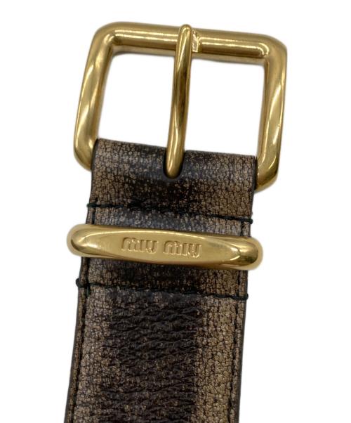 MIU MIU（ミュウミュウ）MIU MIU (ミュウミュウ) ナッパレザー ベルト ブラウンの古着・服飾アイテム