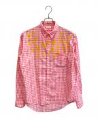 FILME FILLEDフィルムフィルド）の古着「Distortion Collar Shirt/ギンガムチェックシャツ」｜ホワイト×ピンク