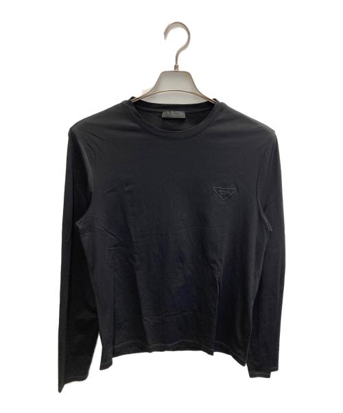 PRADA（プラダ）PRADA (プラダ) ワンポイントロゴ ロングスリーブカットソー ブラック サイズ:Lの古着・服飾アイテム