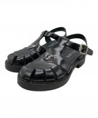 PRADAプラダ）の古着「ブラッシュドレザーフィッシャーマンサンダル」｜ブラック