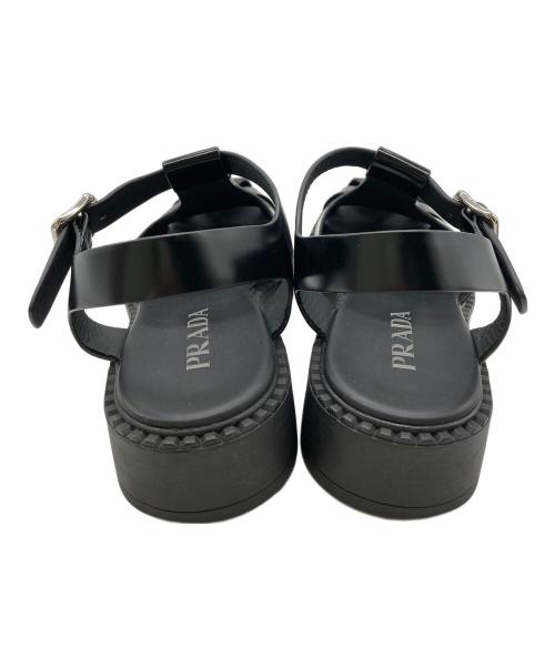PRADA（プラダ）PRADA (プラダ) ブラッシュドレザーフィッシャーマンサンダル ブラック サイズ:7 1/2の古着・服飾アイテム