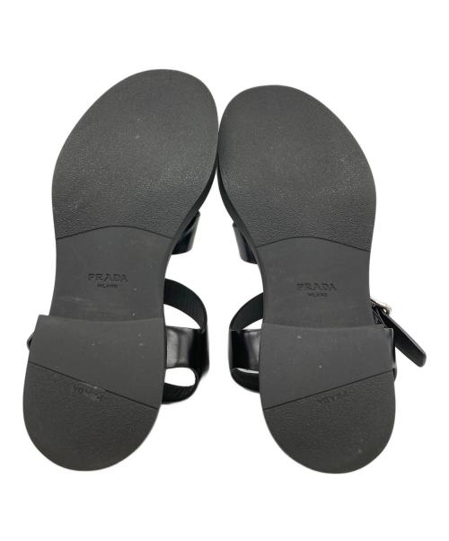 PRADA（プラダ）PRADA (プラダ) ブラッシュドレザーフィッシャーマンサンダル ブラック サイズ:7 1/2の古着・服飾アイテム