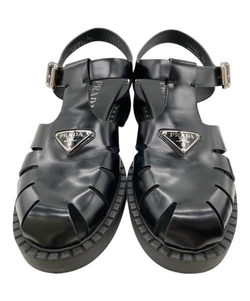 PRADA（プラダ）PRADA (プラダ) ブラッシュドレザーフィッシャーマンサンダル ブラック サイズ:7 1/2の古着・服飾アイテム
