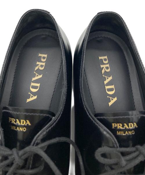 PRADA（プラダ）PRADA (プラダ) ブラッシュドレザー レースアップ シューズ ブラック サイズ:7の古着・服飾アイテム
