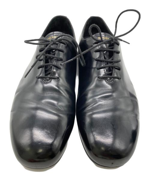 PRADA（プラダ）PRADA (プラダ) ブラッシュドレザー レースアップ シューズ ブラック サイズ:7の古着・服飾アイテム