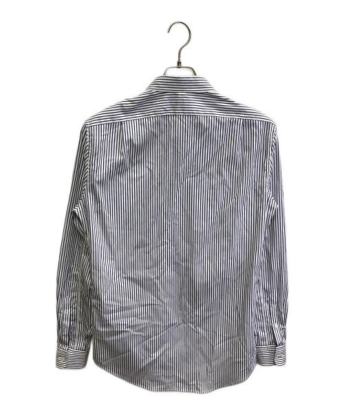 ALEXANDER McQUEEN（アレキサンダーマックイーン）ALEXANDER McQUEEN (アレキサンダーマックイーン) ロゴストライプシャツ ブルー×ホワイト サイズ:15＋の古着・服飾アイテム