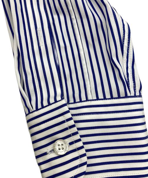 ALEXANDER McQUEEN（アレキサンダーマックイーン）ALEXANDER McQUEEN (アレキサンダーマックイーン) ロゴストライプシャツ ブルー×ホワイト サイズ:15＋の古着・服飾アイテム