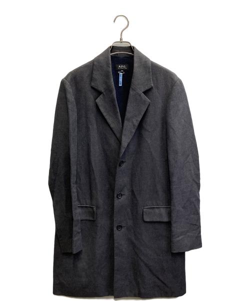 A.P.C.（アーペーセー）A.P.C. (アーペーセー) リネンコットンブレンドチェスターコート グレー サイズ:xsの古着・服飾アイテム