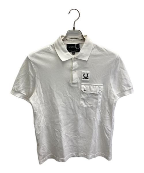 FRED PERRY（フレッドペリー）FRED PERRY (フレッドペリー) RAF SIMONS (ラフシモンズ) コラボポロシャツ ホワイト サイズ:40の古着・服飾アイテム