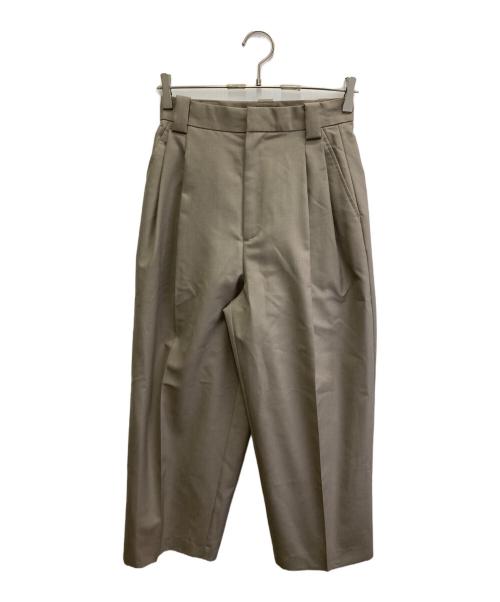 Whim Gazette（ウィムガゼット）Whim Gazette (ウィムガゼット) ウールポプリンタックパンツ ベージュ サイズ:36の古着・服飾アイテム