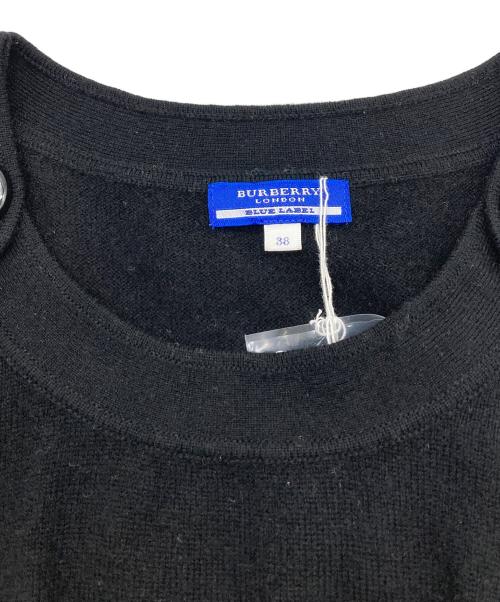 BURBERRY BLUE LABEL（バーバリーロンドンブルーレーベル）BURBERRY BLUE LABEL (バーバリーロンドンブルーレーベル) カシミヤ混ショートスリーブニット ブラック サイズ:38 未使用品の古着・服飾アイテム