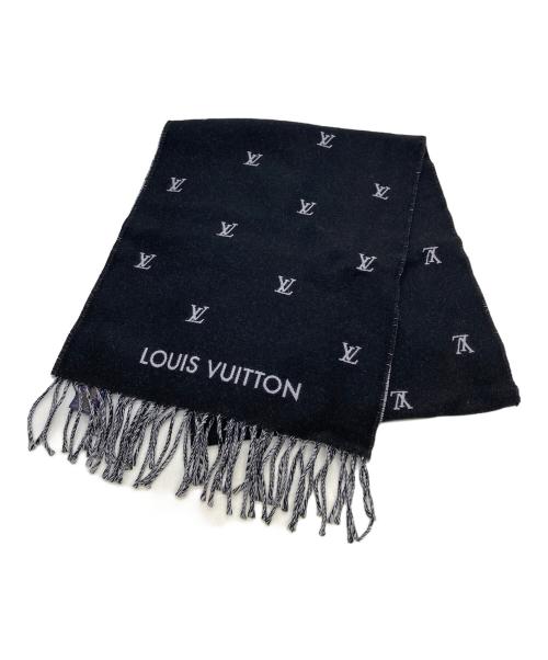 LOUIS VUITTON（ルイ ヴィトン）LOUIS VUITTON (ルイ ヴィトン) マフラーLV ブラゾン ブラック×グレーの古着・服飾アイテム
