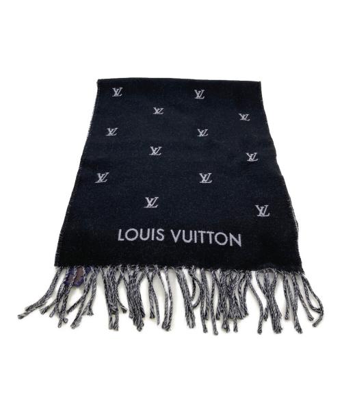 LOUIS VUITTON（ルイ ヴィトン）LOUIS VUITTON (ルイ ヴィトン) マフラーLV ブラゾン ブラック×グレーの古着・服飾アイテム