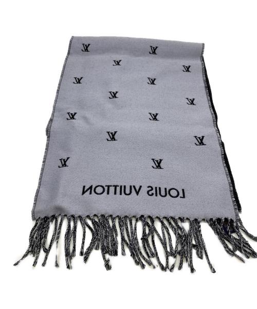 LOUIS VUITTON（ルイ ヴィトン）LOUIS VUITTON (ルイ ヴィトン) マフラーLV ブラゾン ブラック×グレーの古着・服飾アイテム