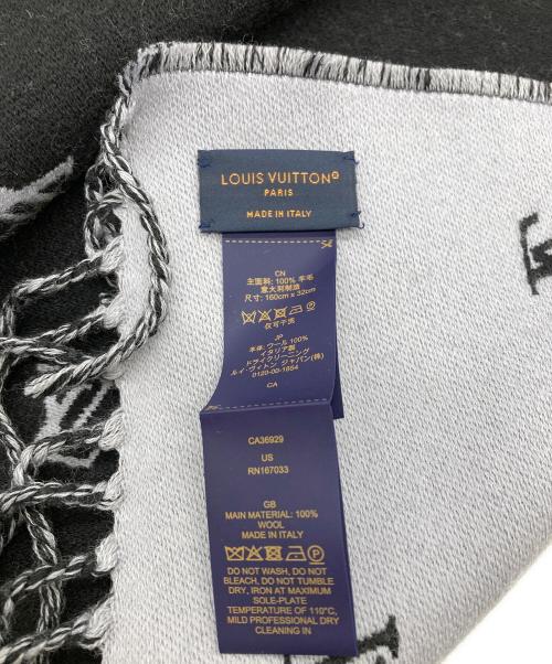 LOUIS VUITTON（ルイ ヴィトン）LOUIS VUITTON (ルイ ヴィトン) マフラーLV ブラゾン ブラック×グレーの古着・服飾アイテム