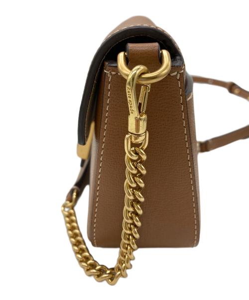 Kate Spade（ケイトスペード）Kate Spade (ケイトスペード) ケイティテクスチャードレザーフラップチェーンクロスボデ ブラウンの古着・服飾アイテム
