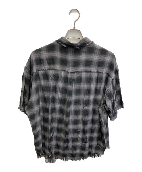 HARE（ハレ）HARE (ハレ) ダメージ加工レーヨンシャツ グレー×ブラック サイズ:FREEの古着・服飾アイテム