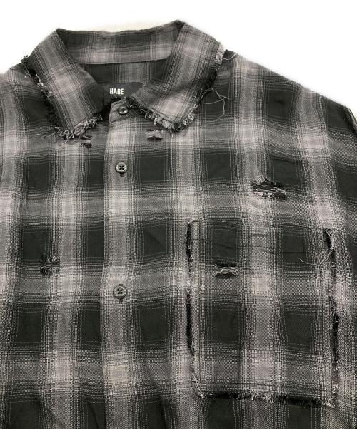 HARE（ハレ）HARE (ハレ) ダメージ加工レーヨンシャツ グレー×ブラック サイズ:FREEの古着・服飾アイテム