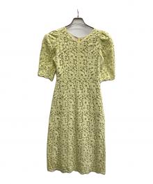 Maglie par ef-de（マーリエ パー エフデ）の古着「フラワーラッセルレース袖ふんわりワンピース」｜イエロー