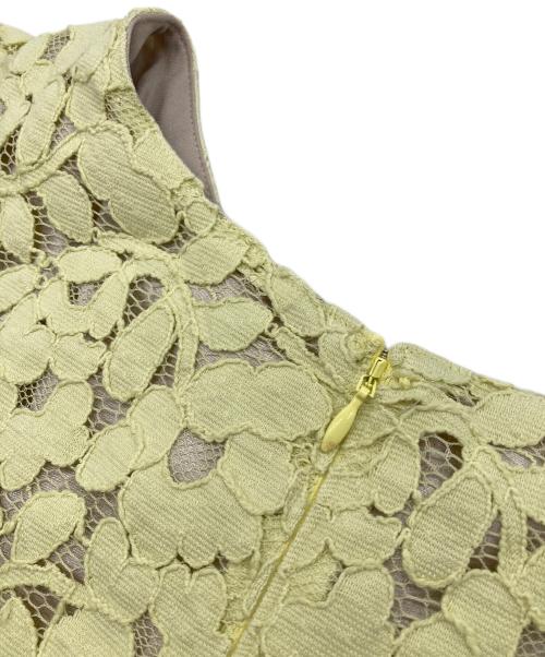 Maglie par ef-de（マーリエ パー エフデ）Maglie par ef-de (マーリエ パー エフデ) フラワーラッセルレース袖ふんわりワンピース イエロー サイズ:5の古着・服飾アイテム