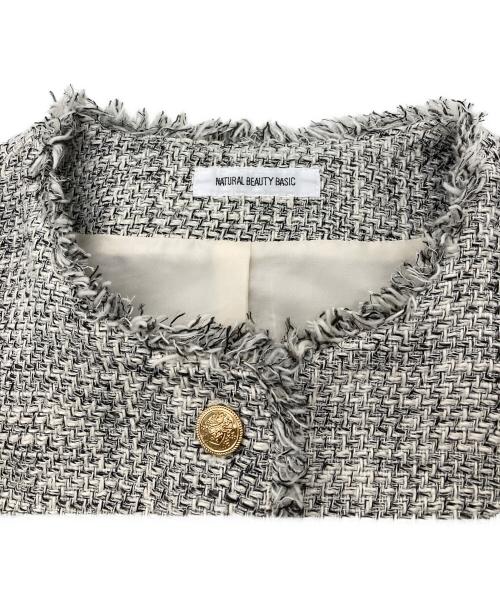 NATURAL BEAUTY BASIC（ナチュラルビューティーベーシック）NATURAL BEAUTY BASIC (ナチュラルビューティーベーシック) ツイードジレ ライトグレー サイズ:Mの古着・服飾アイテム