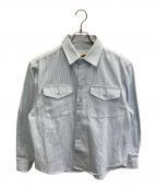 B.BALLSYボールジーブラザーズ）の古着「Pinstripe Loose Spring Military Shirts」｜ブルー