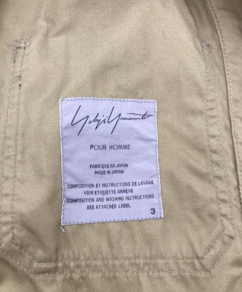 Yohji Yamamoto pour homme（ヨウジヤマモト プールオム）Yohji Yamamoto pour homme (ヨウジヤマモト プールオム) 4Bパッチポケットロングジャケット ベージュ サイズ:3の古着・服飾アイテム