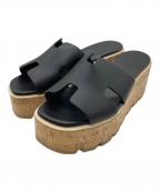 HERMESエルメス）の古着「エズ30 ウェッジソールサンダル」｜ブラック