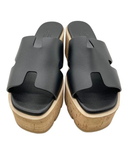 HERMES（エルメス）HERMES (エルメス) エズ30 ウェッジソールサンダル ブラック サイズ:36の古着・服飾アイテム