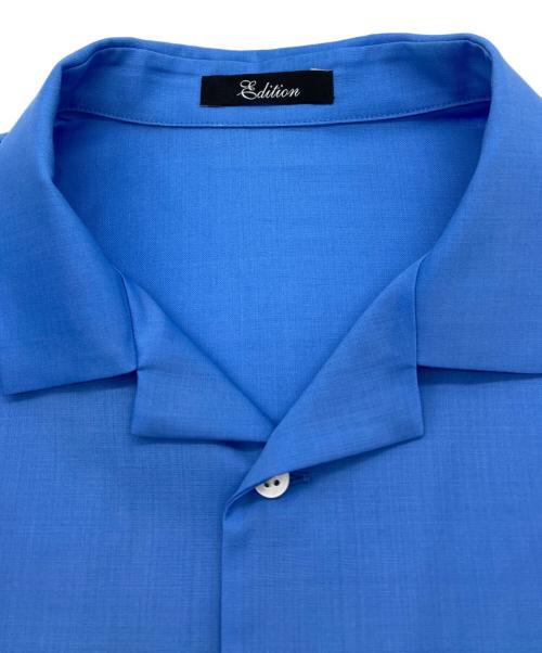 edition（エディション）Edition (エディション) ウールオープンカラーシャツ ブルー サイズ:Mの古着・服飾アイテム