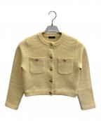 anuansアニュアンス）の古着「ノーカラーニットジャケット」｜ベージュ