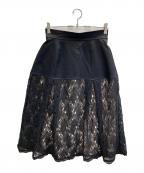 ADOREアドーア）の古着「リーフレースコンビドームスカート」｜ブラック