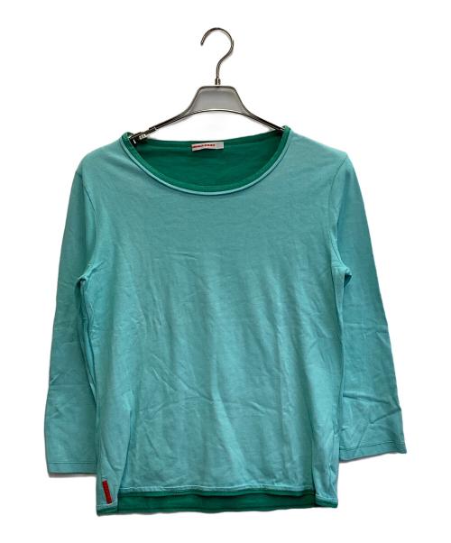 PRADA SPORTS（プラダスポーツ）PRADA SPORTS (プラダスポーツ) クルーネックカットソー ブルー×グリーン サイズ:XXL（レディースサイズ実寸サイズ参照の古着・服飾アイテム