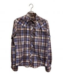 BOTTEGA VENETA（ボッテガベネタ）の古着「ウエスタンチェックシャツ」｜パープル