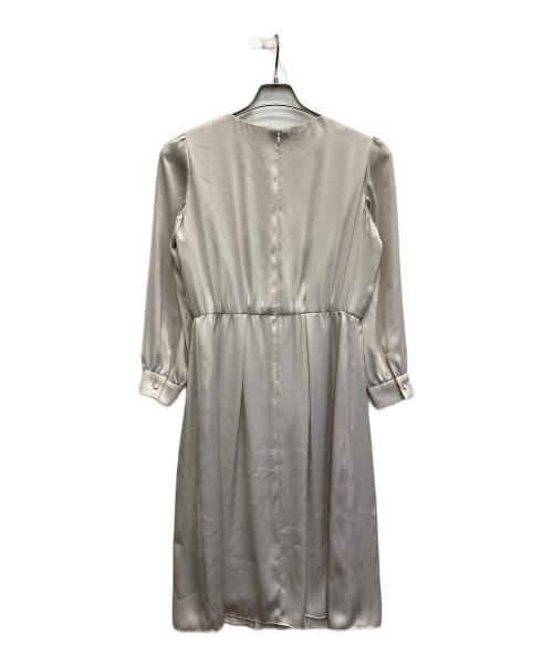Paul Stuart（ポールスチュアート）Paul Stuart (ポールスチュアート) グロッシーサテンジョーゼットワンピース グレー サイズ:6の古着・服飾アイテム