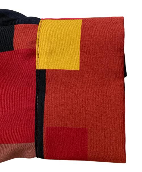 Paul Stuart（ポールスチュアート）Paul Stuart (ポールスチュアート) レトロブロックプリントワンピース レッド サイズ:6の古着・服飾アイテム