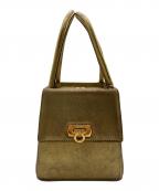 Salvatore Ferragamoサルヴァトーレ フェラガモ）の古着「ボックス パーティーハンドバック」｜ゴールド