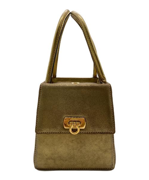 Salvatore Ferragamo（サルヴァトーレ フェラガモ）Salvatore Ferragamo (サルヴァトーレ フェラガモ) ボックス パーティーハンドバック ゴールドの古着・服飾アイテム