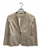 Aquascutumアクアスキュータム）の古着「ノーカラー ジャージジャケット」｜ベージュ