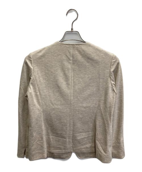 Aquascutum（アクアスキュータム）Aquascutum (アクアスキュータム) ノーカラー ジャージジャケット ベージュ サイズ:10の古着・服飾アイテム