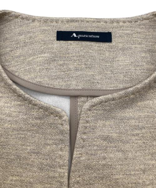 Aquascutum（アクアスキュータム）Aquascutum (アクアスキュータム) ノーカラー ジャージジャケット ベージュ サイズ:10の古着・服飾アイテム