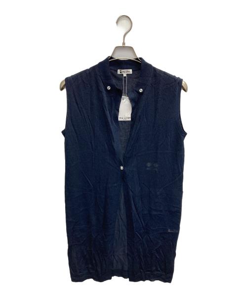 PICONE（ピッコーネ）PICONE (ピッコーネ) 麻混ロングニットベスト ネイビー サイズ:38の古着・服飾アイテム