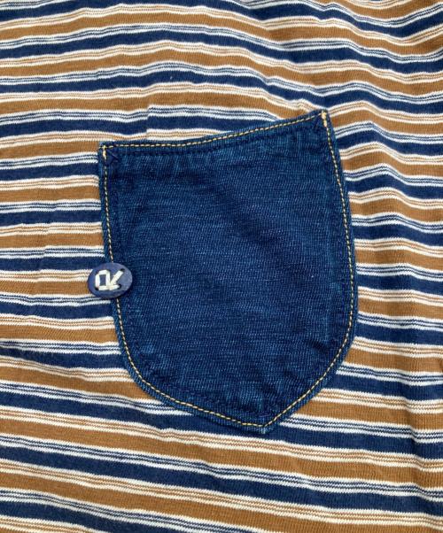 45R（フォーティファイブ・アール）45R (フォーティファイブ・アール) ボーダーカットソー ネイビー×ブラウン サイズ:1の古着・服飾アイテム