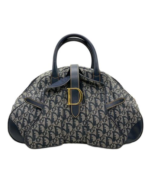 Christian Dior（クリスチャン ディオール）Christian Dior (クリスチャン ディオール) トロッターパターンダブルサドルハンドバック ネイビーの古着・服飾アイテム