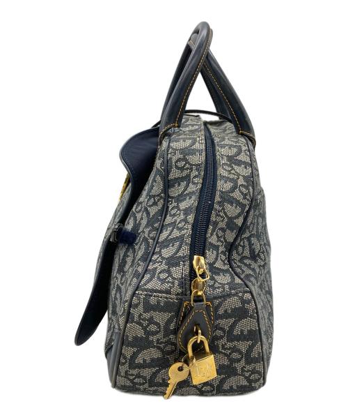 Christian Dior（クリスチャン ディオール）Christian Dior (クリスチャン ディオール) トロッターパターンダブルサドルハンドバック ネイビーの古着・服飾アイテム