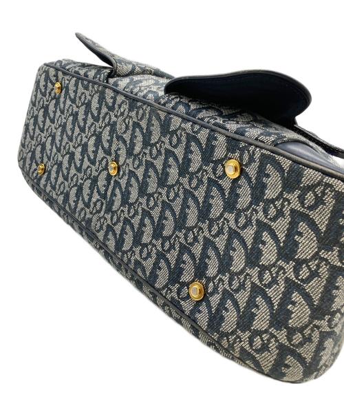 Christian Dior（クリスチャン ディオール）Christian Dior (クリスチャン ディオール) トロッターパターンダブルサドルハンドバック ネイビーの古着・服飾アイテム